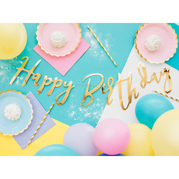 Bannergirlande Happy Birthday in Gold